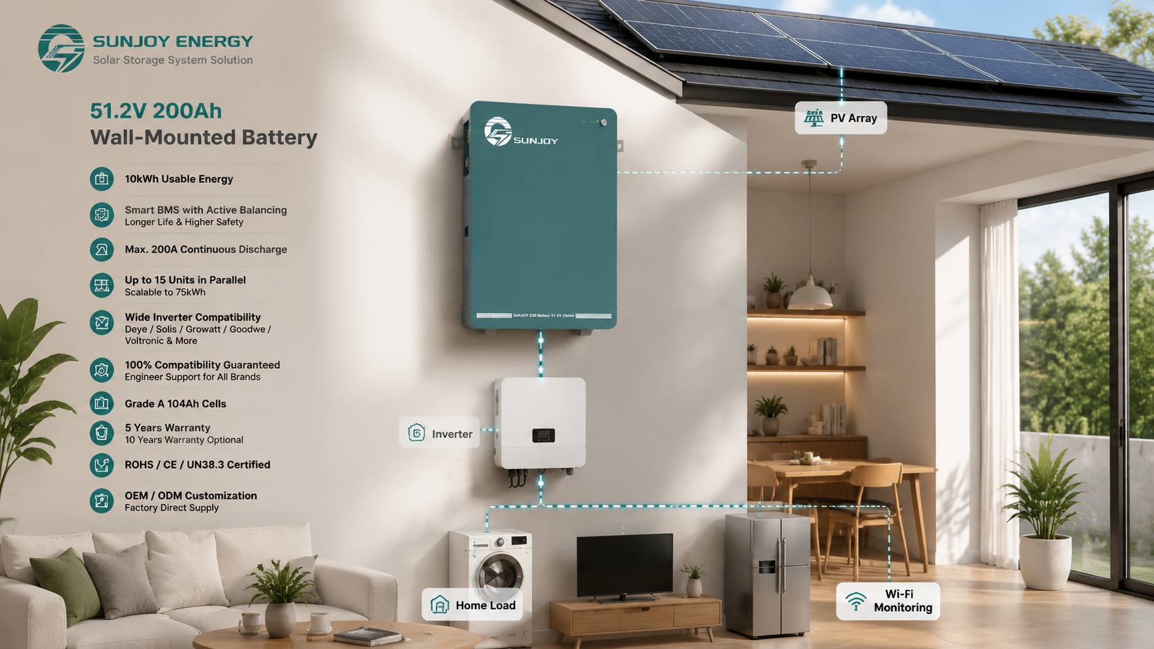 Sunjoy 10kWh Wall Mounted Lithium Battery 51.2V 200Ah Home ESS Battery (2).png Sunjoy 10kWh Wall Mounted Lithium Battery 51.2V 200Ah Home ESS Battery (2).png